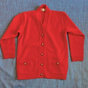 WOOL over-sized red cardigan by Regents/London, Small, but oversized, EUC